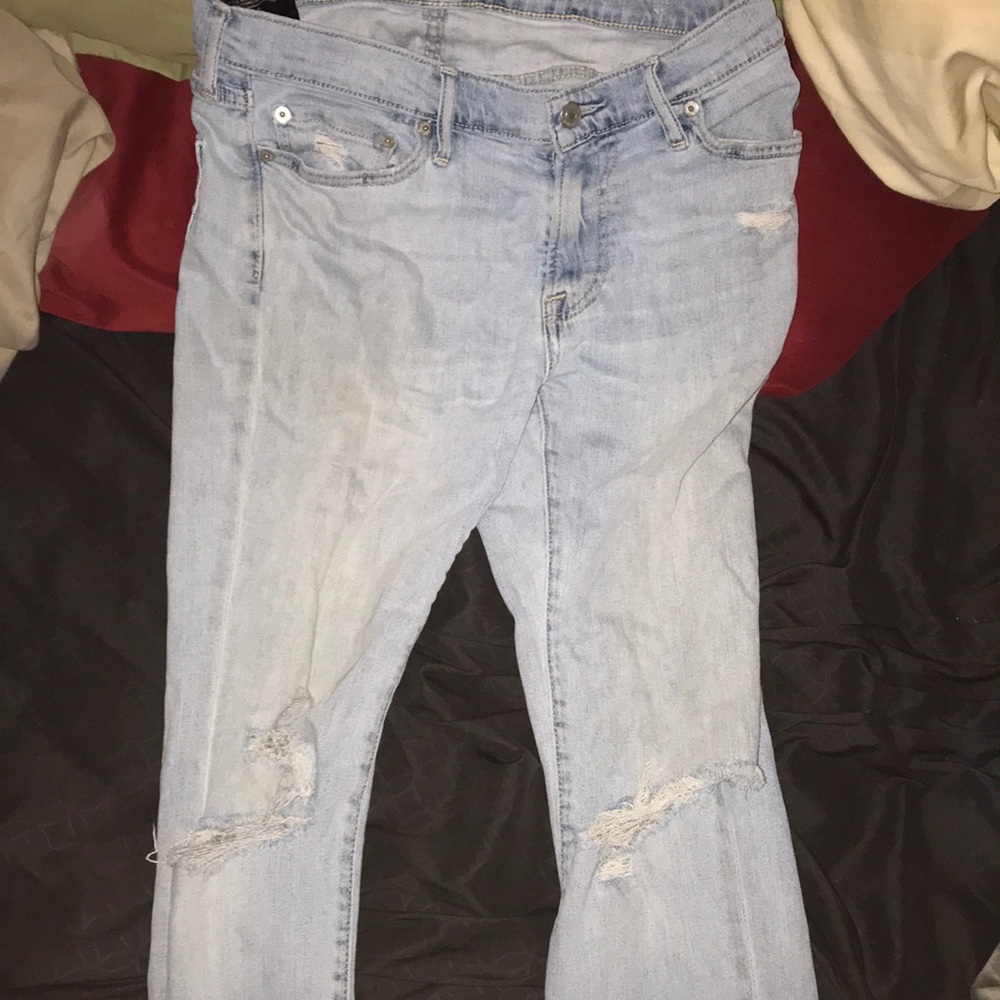Abercrombie light blue ripped jeans